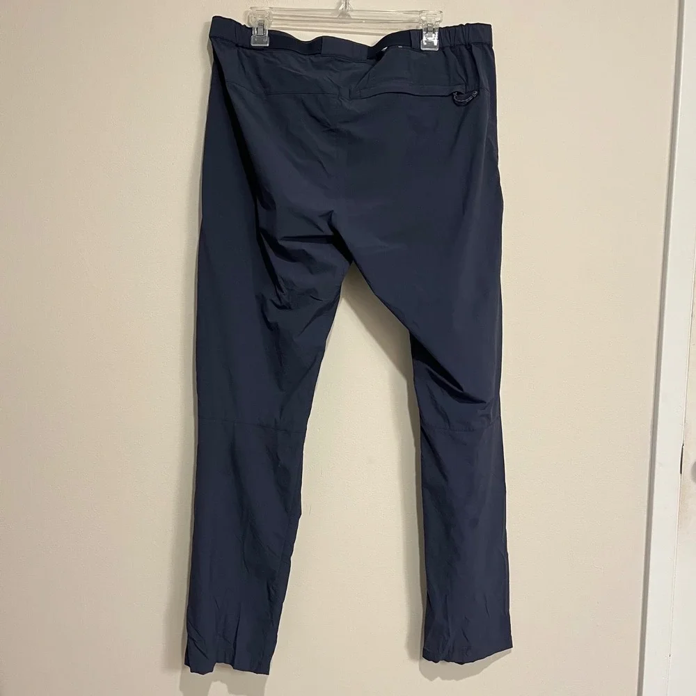 Mens Fjallraven Pants High Coast Hike Trousers Belted Navy Blue 37 Long Outdoor